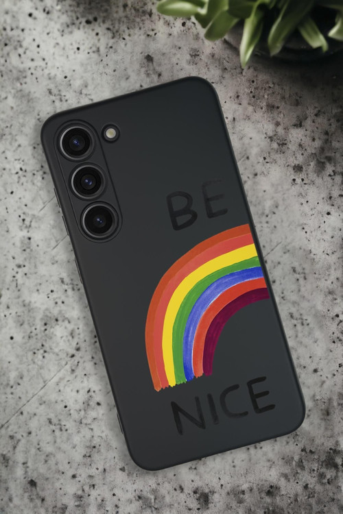 Samsung Galaxy S23 Uyumlu Be Nice Desenli Premium Silikonlu Lansman Telefon Kılıfı