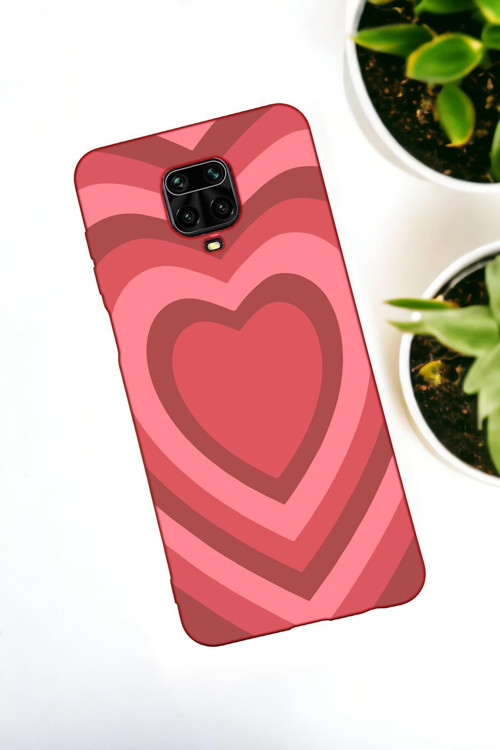 Xiaomi Redmi Note 9 Pro / Note 9S Uyumlu Kırmızı Kalpler Desenli Premium Silikonlu Lansman Telefon K