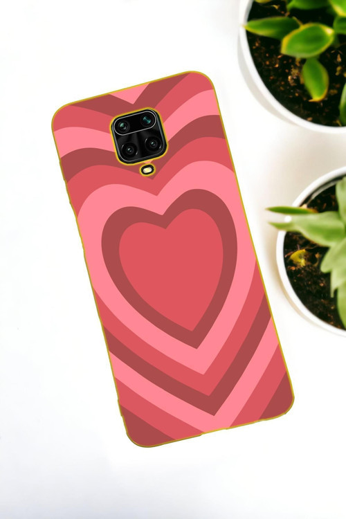 Xiaomi Redmi Note 9 Pro / Note 9S Uyumlu Kırmızı Kalpler Desenli Premium Silikonlu Lansman Telefon K