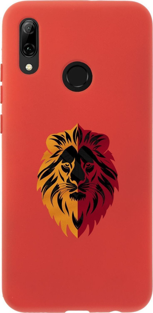 Huawei Psmart 2019 Uyumlu Sarı Kırmızı Aslan Desenli Premium Silikonlu Telefon Kılıfı