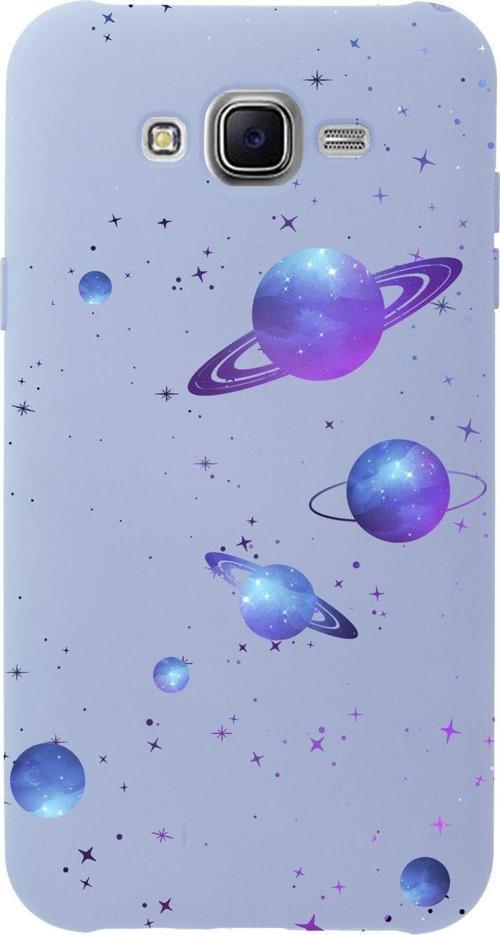 Samsung J7 Core Galaxy And Stars Premium Silikonlu Lila Telefon Kılıfı