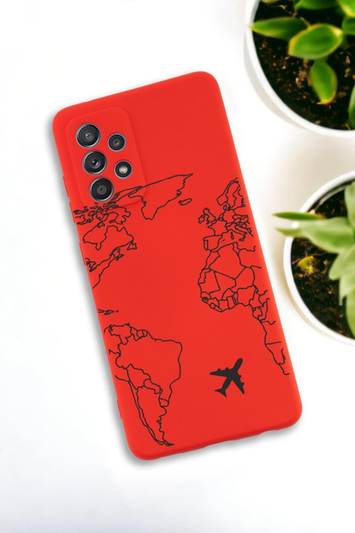 Samsung Galaxy A33 Uyumlu World Map Lines Desenli Premium Silikonlu Lansman Telefon Kılıfı