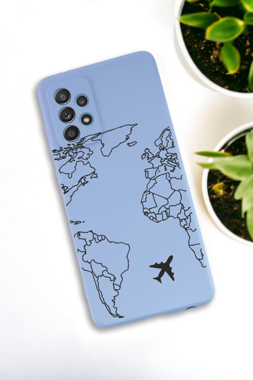 Samsung Galaxy A33 Uyumlu World Map Lines Desenli Premium Silikonlu Lansman Telefon Kılıfı