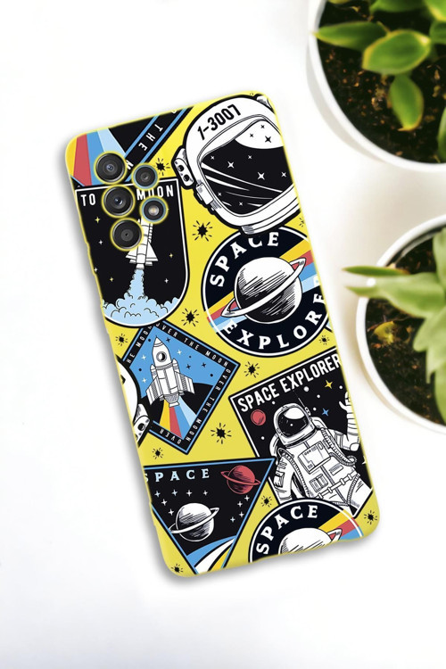 Samsung Galaxy A73 Uyumlu Space Desenli Premium Silikonlu Lansman Telefon Kılıfı