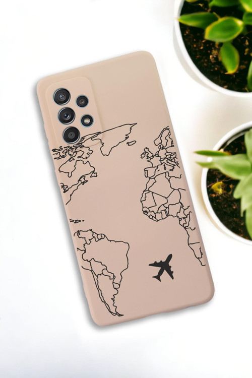 Samsung Galaxy A33 Uyumlu World Map Lines Desenli Premium Silikonlu Lansman Telefon Kılıfı