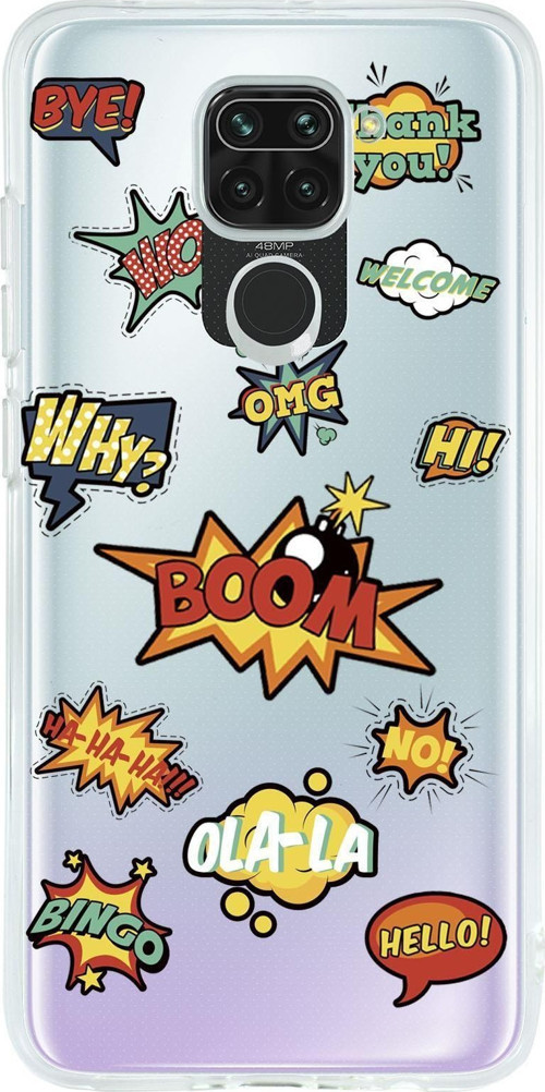 Xiaomi Redmi Note 9 Stickers Desenli Premium Şeffaf Silikon Kılıf