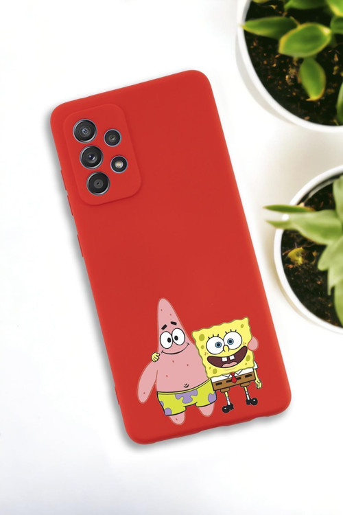 Samsung Galaxy A73 Uyumlu Sünger Bob Ve Patrick Star Desenli Premium Silikonlu Lansman Telefon Kılıf