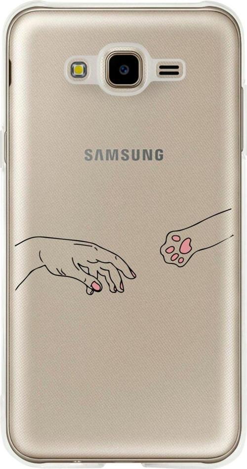 Samsung J7 2015 Hand And Paw Şeffaf Telefon Kılıfı
