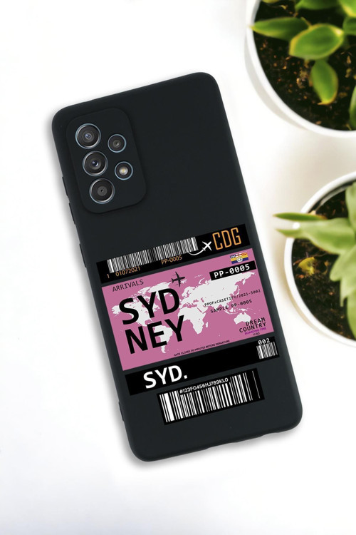 Samsung Galaxy A73 Uyumlu Sydney Ticket Desenli Premium Silikonlu Lansman Telefon Kılıfı
