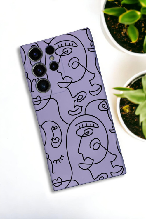Samsung Galaxy S24 Ultra Uyumlu Face Art Desenli Premium Silikonlu Lansman Telefon Kılıfı