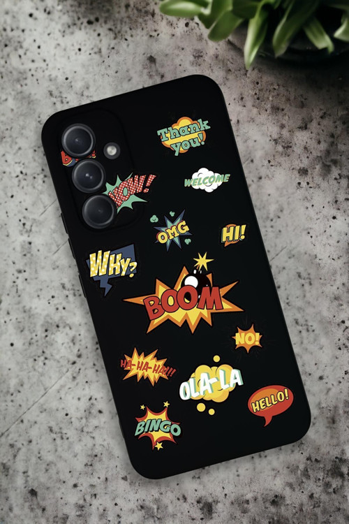 Samsung Galaxy A34 Uyumlu Stickers Desenli Premium Silikonlu Lansman Telefon Kılıfı