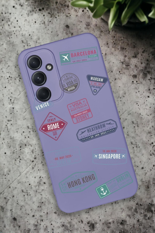 Samsung Galaxy A54 Uyumlu Seyehat Pulu Premium Silikonlu Lansman Telefon Kılıfı