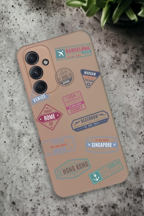 Samsung Galaxy A54 Uyumlu Seyehat Pulu Premium Silikonlu Lansman Telefon Kılıfı