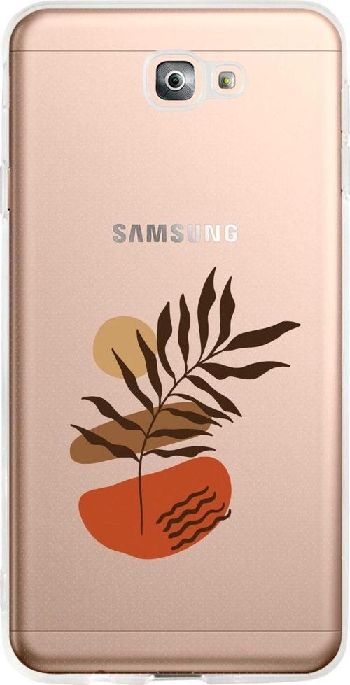 Samsung J7 Prime Uyumlu Floral Art Desenli Premium Şeffaf Silikon Kılıf