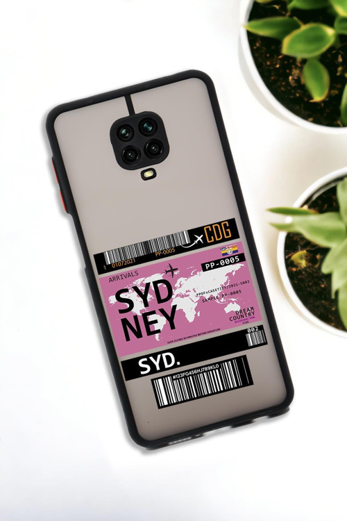 Xiaomi Redmi Note 9 Pro Uyumlu Sydney Ticket Desenli Buzlu Şeffaf Lüx Telefon Kılıfı