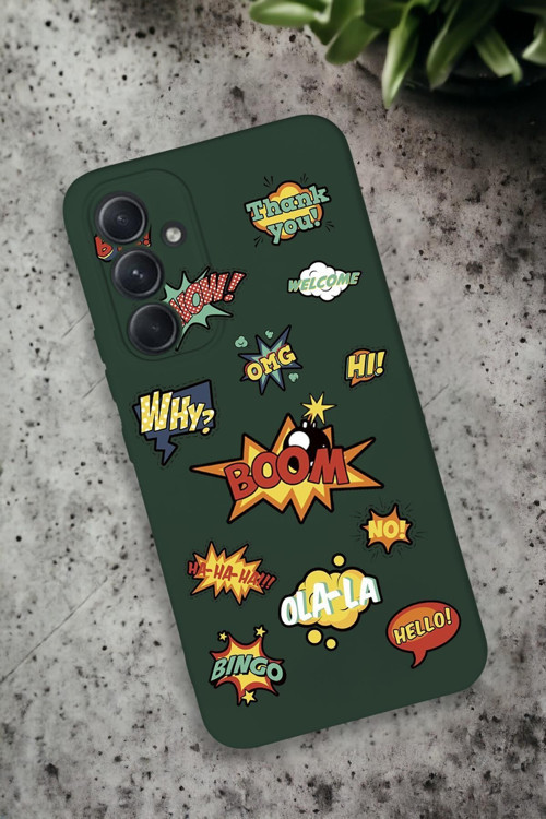 Samsung Galaxy A34 Uyumlu Stickers Desenli Premium Silikonlu Lansman Telefon Kılıfı