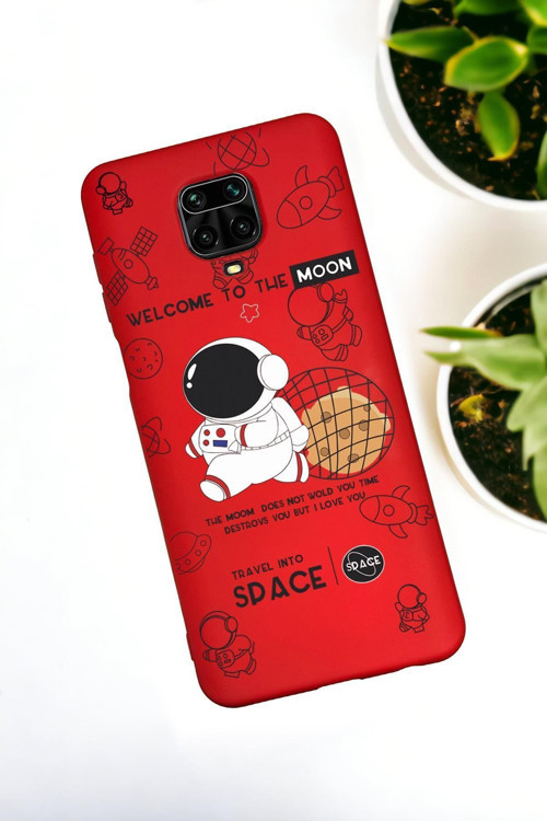 Xiaomi Redmi Note 9 Pro / Note 9S Uyumlu Sevimli Astronot Desenli Premium Silikonlu Lansman Telefon