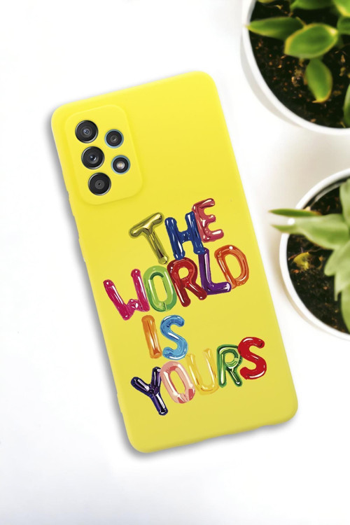 Samsung Galaxy A73 Uyumlu The World Desenli Premium Silikonlu Lansman Telefon Kılıfı