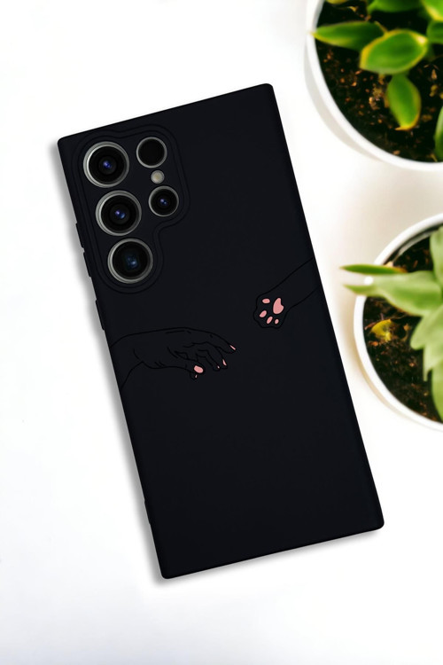 Samsung Galaxy S24 Ultra Uyumlu Hand And Paw Desenli Premium Silikonlu Lansman Telefon Kılıfı