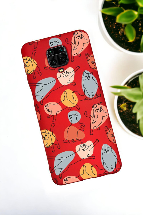 Xiaomi Redmi Note 9 Pro / Note 9S Uyumlu Sevimli Kedi Figürleri Desenli Premium Silikonlu Lansman Te