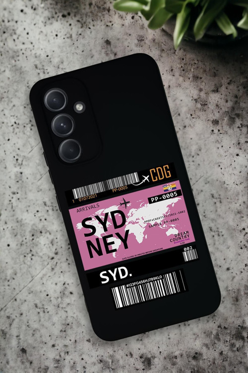 Samsung Galaxy A34 Uyumlu Sydney Ticket Desenli Premium Silikonlu Lansman Telefon Kılıfı