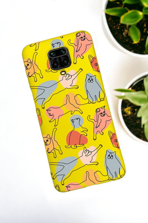 Xiaomi Redmi Note 9 Pro / Note 9S Uyumlu Sevimli Kedi Figürleri Desenli Premium Silikonlu Lansman Te