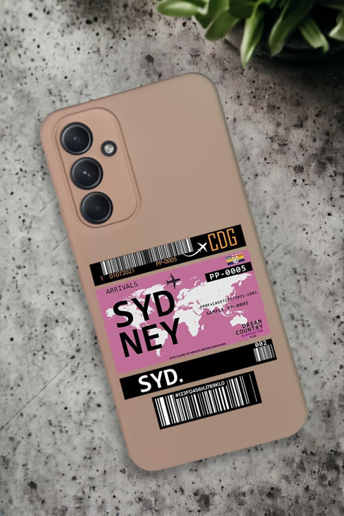 Samsung Galaxy A34 Uyumlu Sydney Ticket Desenli Premium Silikonlu Lansman Telefon Kılıfı