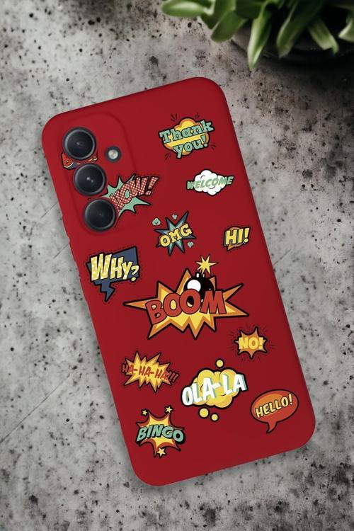 Samsung Galaxy A54 Uyumlu Stickers Desenli Premium Silikonlu Lansman Telefon Kılıfı