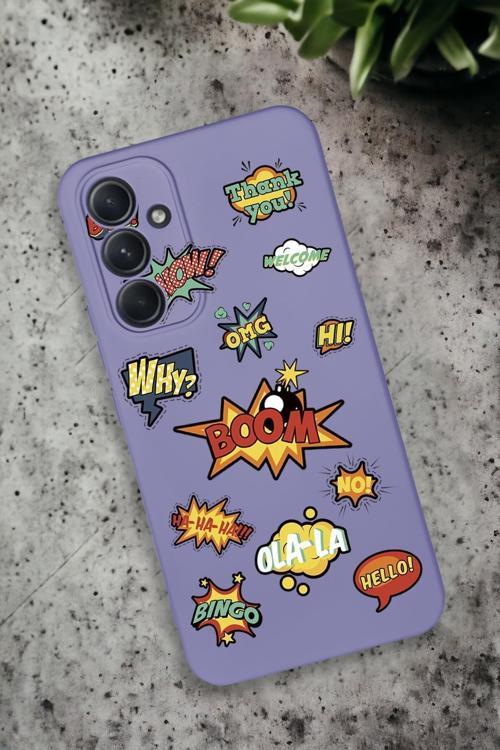 Samsung Galaxy A54 Uyumlu Stickers Desenli Premium Silikonlu Lansman Telefon Kılıfı