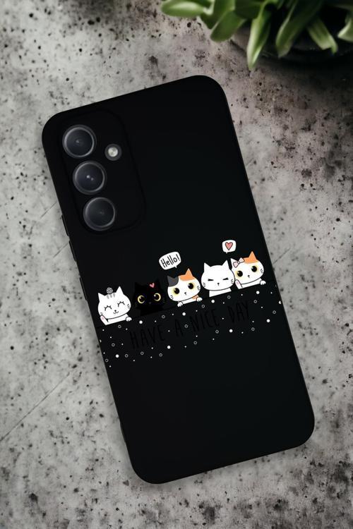 Samsung Galaxy A34 Uyumlu Şirin Kedicikler Desenli Premium Silikonlu Lansman Telefon Kılıfı