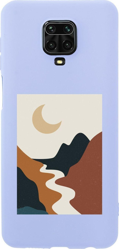 Xiaomi Redmi Note 9 Pro Landscape Art Premium Silikonlu Lila Telefon Kılıfı