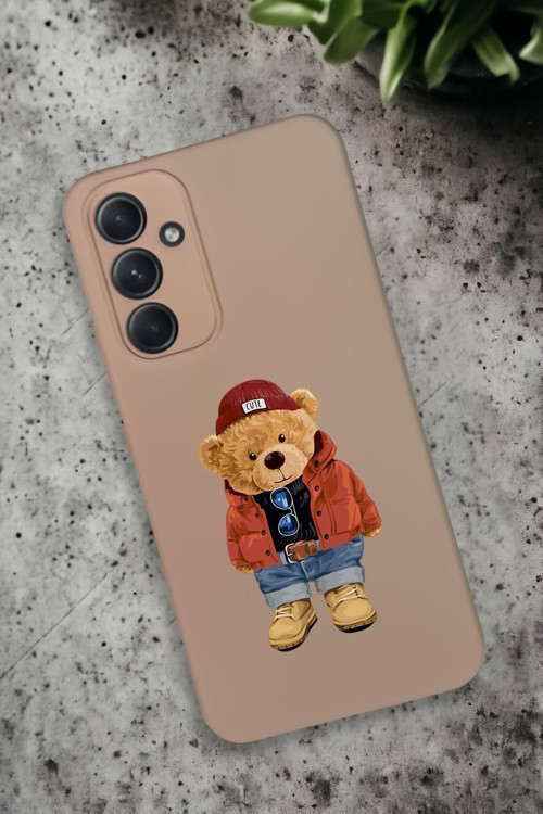 Samsung Galaxy A34 Uyumlu Teddy Bear Desenli Premium Silikonlu Lansman Telefon Kılıfı