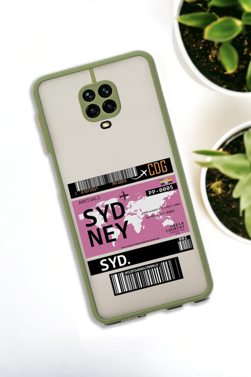 Xiaomi Redmi Note 9 Pro Uyumlu Sydney Ticket Desenli Buzlu Şeffaf Lüx Telefon Kılıfı