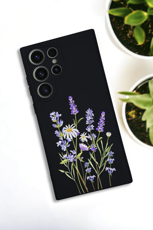 Samsung Galaxy S24 Ultra Uyumlu Lavender Desenli Premium Silikonlu Lansman Telefon Kılıfı