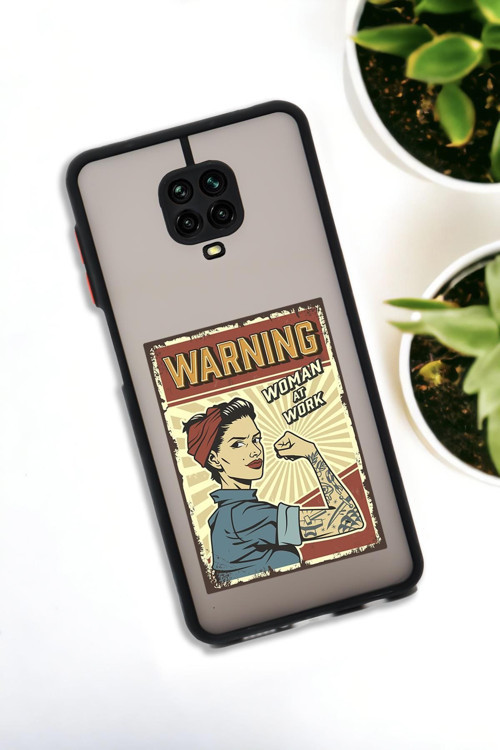 Xiaomi Redmi Note 9 Pro Uyumlu Women At Work Desenli Buzlu Şeffaf Lüx Telefon Kılıfı