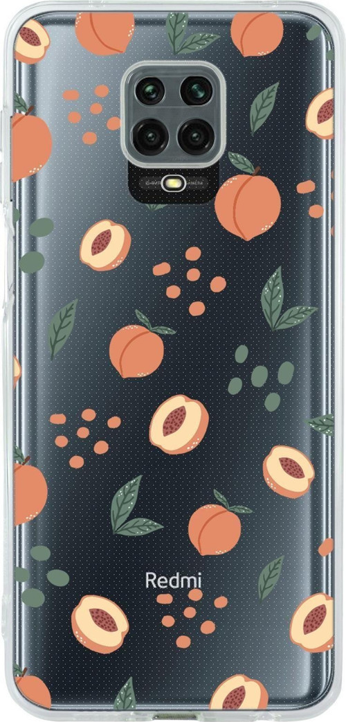 Xiaomi Redmi Note 9 Pro Uyumlu Şeftali Pattern Premium Şeffaf Silikon Kılıf