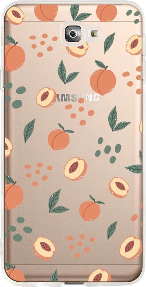 Samsung J7 Prime Uyumlu Şeftali Pattern Premium Şeffaf Silikon Kılıf