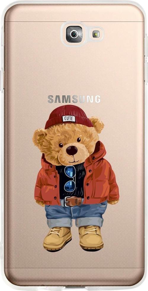 Samsung J7 Prime Uyumlu Teddy Bear Premium Şeffaf Silikon Kılıf