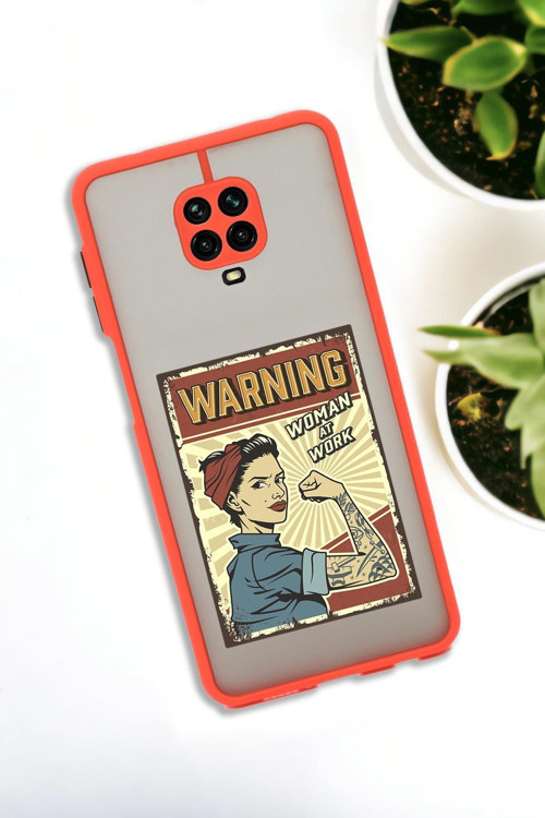 Xiaomi Redmi Note 9 Pro Uyumlu Women At Work Desenli Buzlu Şeffaf Lüx Telefon Kılıfı