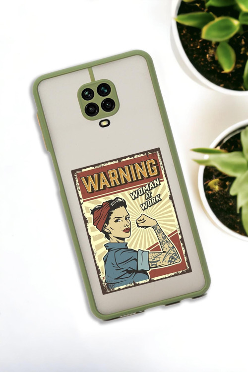 Xiaomi Redmi Note 9 Pro Uyumlu Women At Work Desenli Buzlu Şeffaf Lüx Telefon Kılıfı