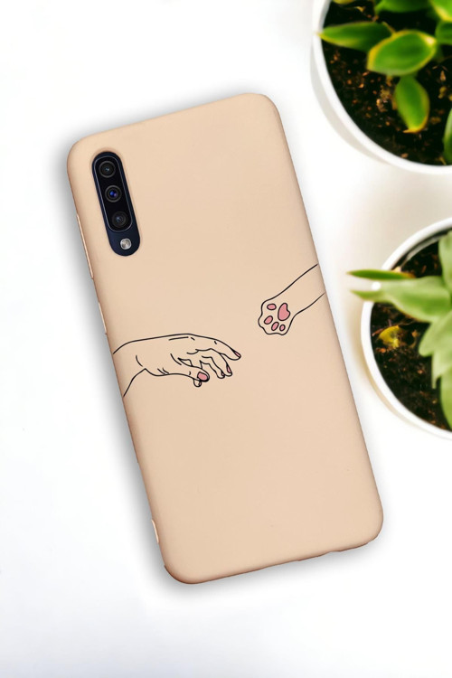 Samsung Galaxy A50 Uyumlu Hand And Paw Desenli Premium Silikonlu Lansman Telefon Kılıfı