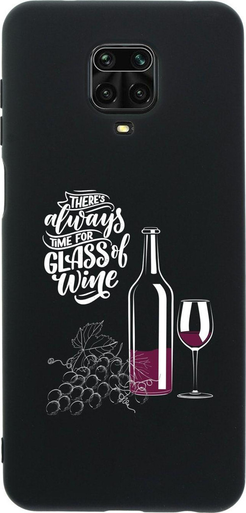 Xiaomi Redmi Note 9 Pro Wine And Grape Premium Silikonlu Siyah Telefon Kılıfı