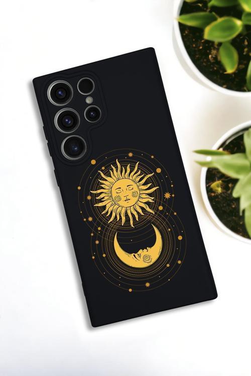 Samsung Galaxy S24 Ultra Uyumlu Moon And Sun Desenli Premium Silikonlu Lansman Telefon Kılıfı