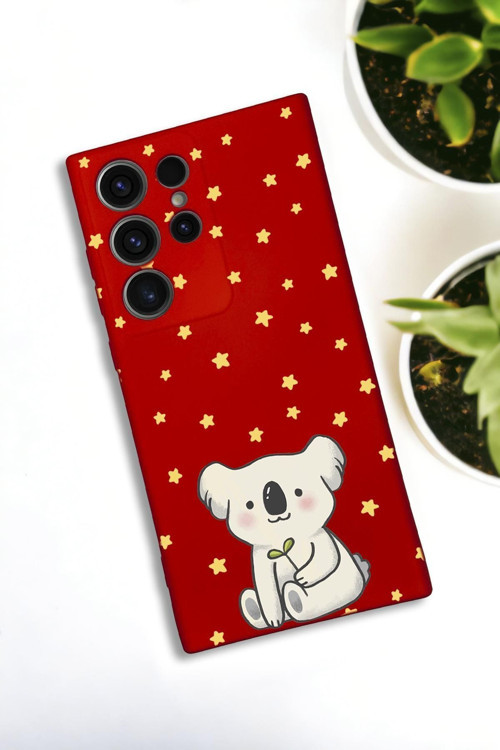 Samsung Galaxy S21 Ultra Uyumlu Koala Desenli Premium Silikonlu Lansman Telefon Kılıfı
