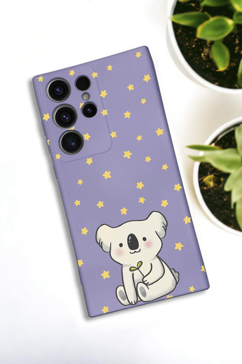 Samsung Galaxy S21 Ultra Uyumlu Koala Desenli Premium Silikonlu Lansman Telefon Kılıfı