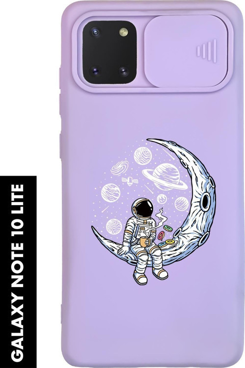 Samsung Note 10 Lite Uyumlu Keyifli Astronot Desenli Slider Kamera Korumalı Telefon Kılıfı