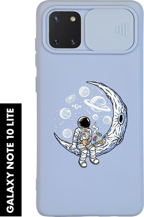Samsung Note 10 Lite Uyumlu Keyifli Astronot Desenli Slider Kamera Korumalı Telefon Kılıfı