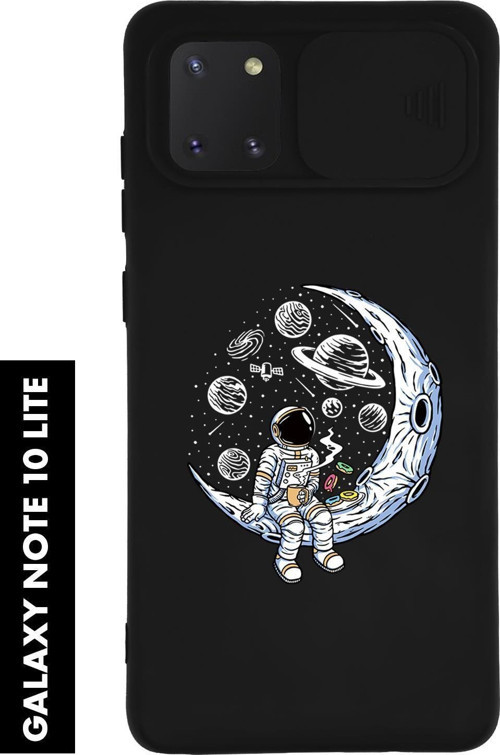 Samsung Note 10 Lite Uyumlu Keyifli Astronot Desenli Slider Kamera Korumalı Telefon Kılıfı