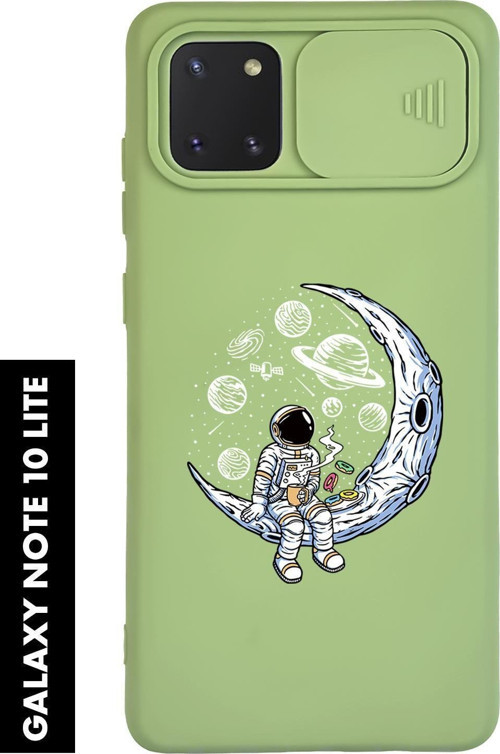 Samsung Note 10 Lite Uyumlu Keyifli Astronot Desenli Slider Kamera Korumalı Telefon Kılıfı