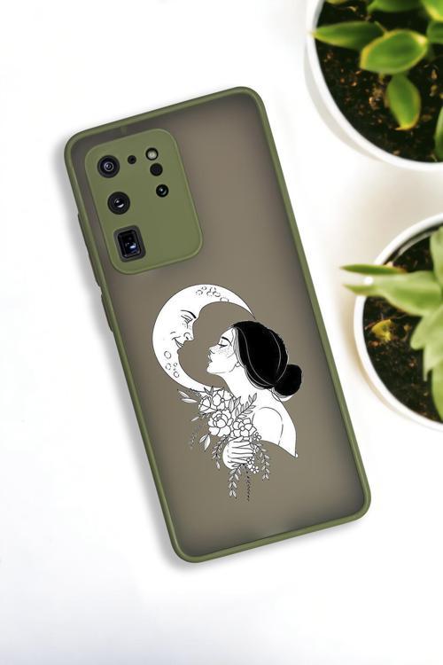 Samsung S20 Ultra Uyumlu Moon And Women Desenli Buzlu Şeffaf Lüx Telefon Kılıfı